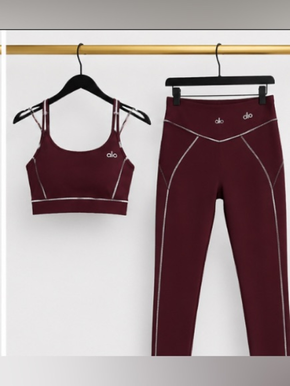 Alo Burgundy Seam-Trim Sports Bra & High-Rise
Leggings Set - Picture 2 of 2